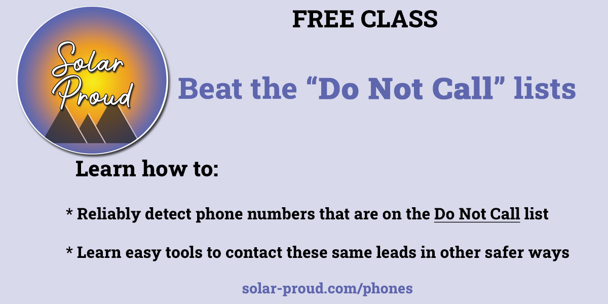 Free Class: Beat the Do Not Call List - Phone Training - by Solar Proud - innovative solar sales training for maximum success.
